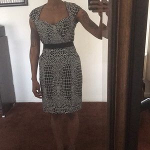 Betsy Johnson Black/White/Multi textured dress